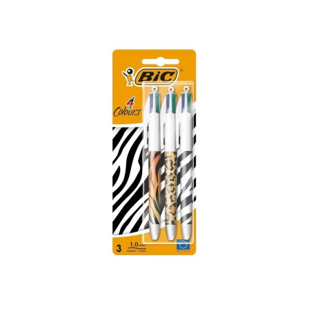BIC 4 Colours Animal Print penna a sfera punta media 1 mm 3pz 9998501