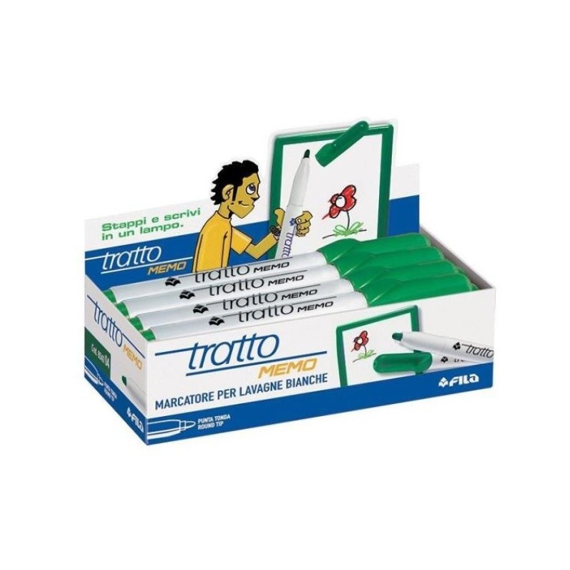 FILA Tratto MEMO Pennarello Cancellabile per Lavagne Punta Tonda Verde 854004 FILA Tratto MEMO Pennarello Cancellabile per Lavagne Punta Tonda Verde 854004