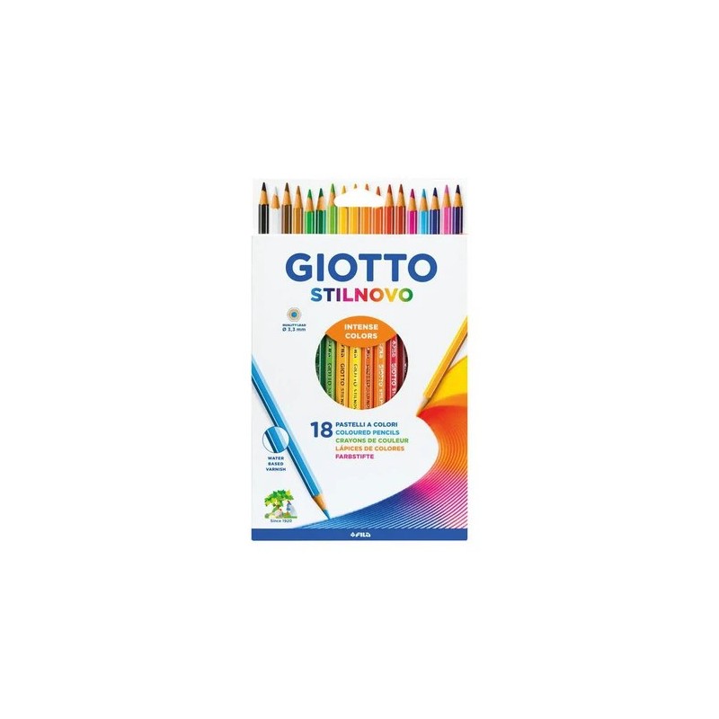 Giotto Stilnovo set 18 colori pastelli colorati fusto esagonale 278200 Giotto Stilnovo set 18 colori pastelli colorati fusto esagonale 278200