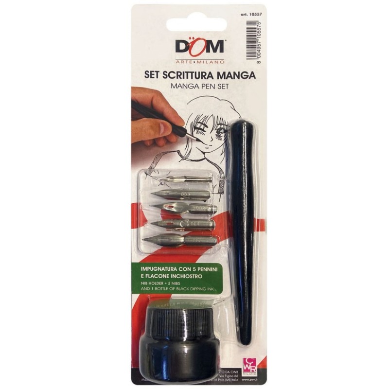 CWR set scrittura Manga DOM, 1 portapennino, 5 pennini e inchiostro – 10557 CWR set scrittura Manga DOM, 1 portapennino, 5 pennini e inchiostro – 10557