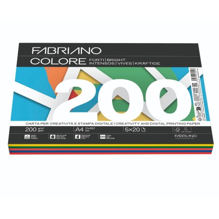 FABRIANO 100 fogli Carta fotocopie Fabriano Colore A4 200gr mix forti 19100817