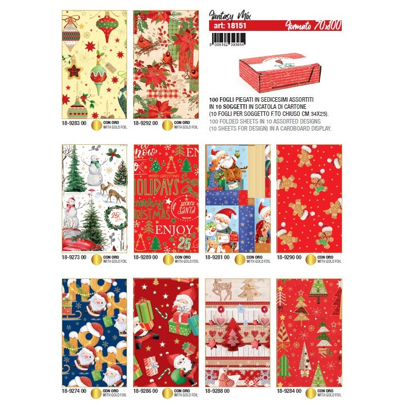 KARTOS 100 fogli Carta regalo Natale Fantasy Mix 70x100 18151 KARTOS 100 fogli Carta regalo Natale Fantasy Mix 70x100 18151