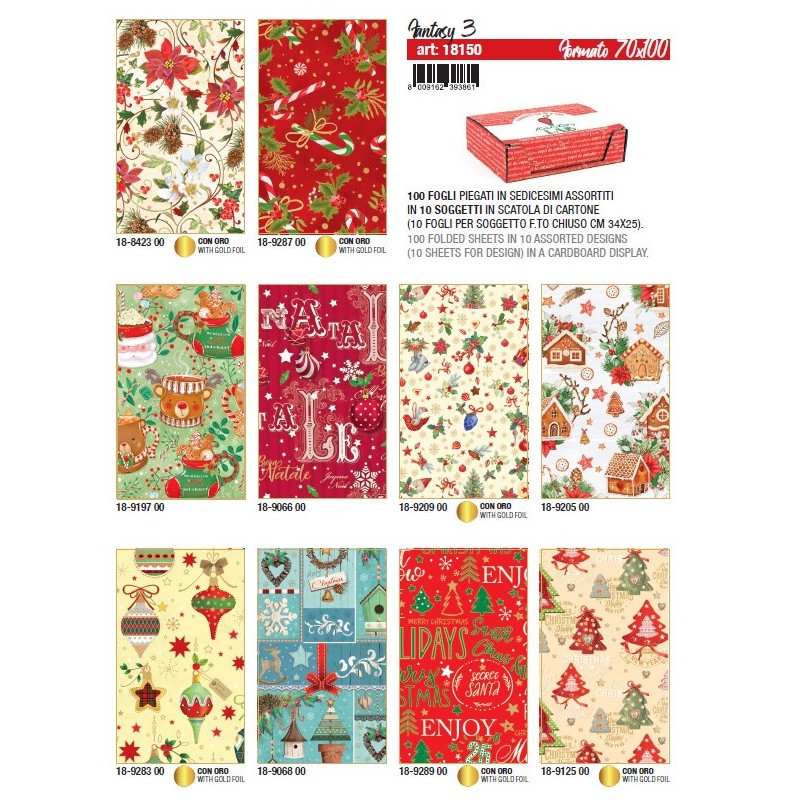 KARTOS 100 fogli Carta regalo Natale Fantasy3 70x100 18150