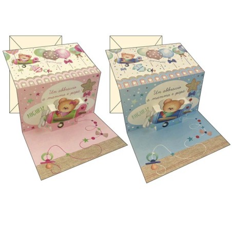 KARTOS 12 Biglietti Pop Up NASCITA Orsetti e Palloncini -12pz 17848101