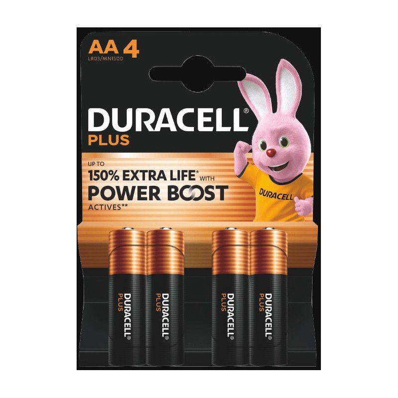 Duracell Plus Power Boost pile stilo AA alcaline 1,5 V MN1500/LR6 – confezione 4 pezzi Duracell Plus Power Boost pile stilo AA alcaline 1,5 V MN1500/LR6 – confezione 4 pezzi