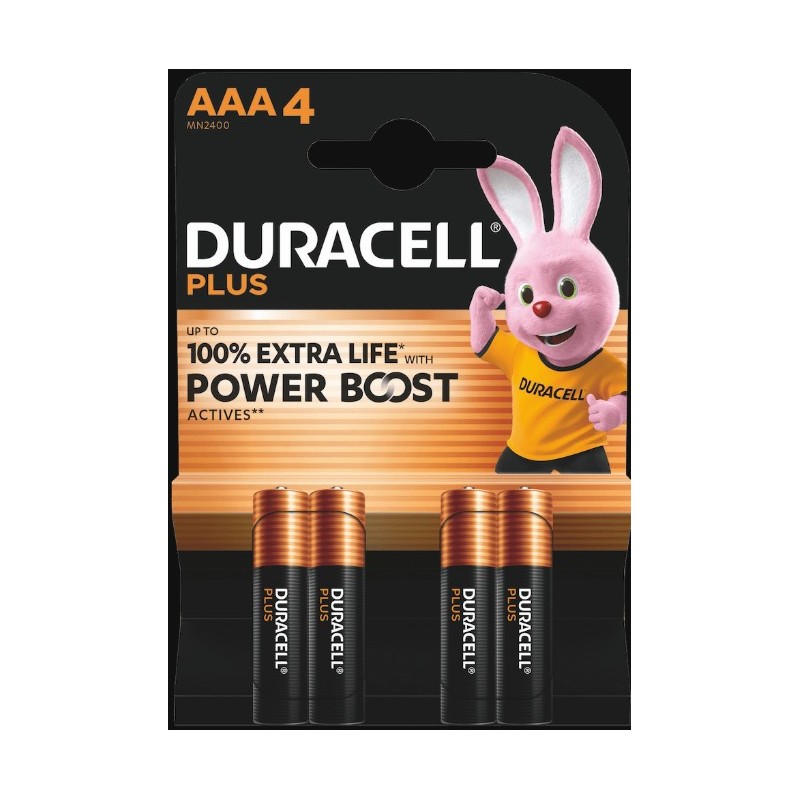 Duracell Plus Power Boost pile ministilo AAA alcaline 1,5 V MN2400/LR03 – confezione 4 pezzi Duracell Plus Power Boost pile ministilo AAA alcaline 1,5 V MN2400/LR03 – confezione 4 pezzi