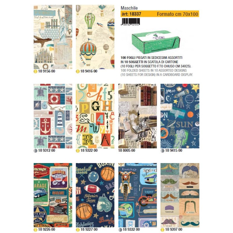 KARTOS 100 fogli Carta regalo generica Maschile 70x100 18337 KARTOS 100 fogli Carta regalo generica Maschile 70x100 18337