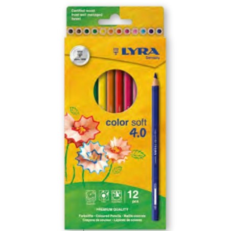 Lyra Color Soft 4.0 pastelli mina 4 mm – 12 colori