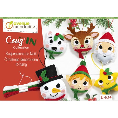 Kit di cucito Avenue Mandarine Mini Couz'IN, 6 decorazioni di Natale in feltro - KC157C
