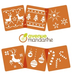 Set 6 stencil Natale Avenue Mandarine - 42647O