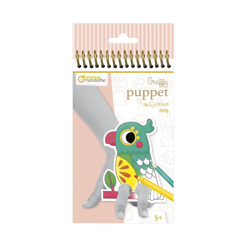 Blocco marionette da dita da colorare Avenue Mandarine Graffy Puppet Animali domestici, 24 sagome - GY095C Blocco marionette da dita da colorare Avenue Mandarine Graffy Puppet Animali domestici, 24 sagome - GY095C