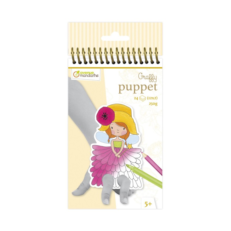 Blocco marionette da dita da colorare Avenue Mandarine Graffy Puppet Fate, 24 sagome - GY007O
