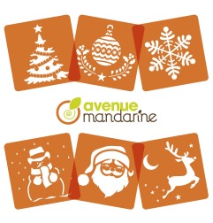 Set 6 stencil Natale Avenue Mandarine - 42455MD