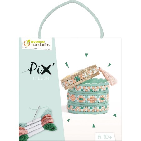 Kit di ricamo Avenue Mandarine Pix' Trésor, scatolina tonda da ricamare a punto croce, blu - KC129C