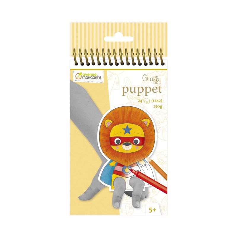 Blocco marionette da dita da colorare Avenue Mandarine Graffy Puppet Animali supereroi, 24 sagome - GY010O Blocco marionette da dita da colorare Avenue Mandarine Graffy Puppet Animali supereroi, 24 sagome - GY010O