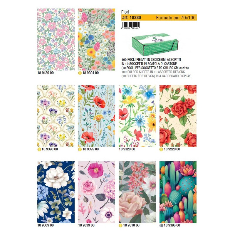 KARTOS 100 fogli Carta regalo generica Fiori 70x100 18336