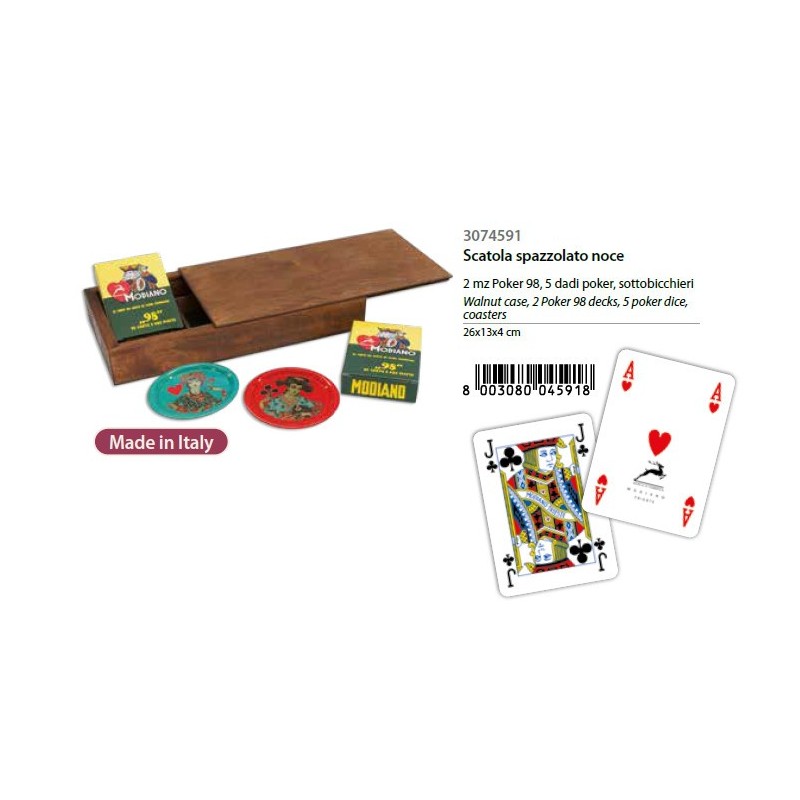 MODIANO SCATOLA NOCE POKER+DADI+SOTTOBICCHIERI 3074591