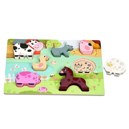 COLOROSA GIFT GIOCO IN LEGNO FARM PUZZLE CON ANIMALI DA FATTORIA 18m+ 364002