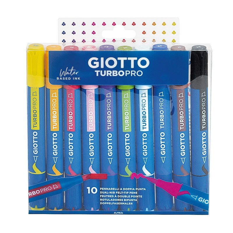 Set Pennarelli Giotto Turbo Pro Doppia Punta - 10 Colori Classic F428300 Set Pennarelli Giotto Turbo Pro Doppia Punta - 10 Colori Classic F428300