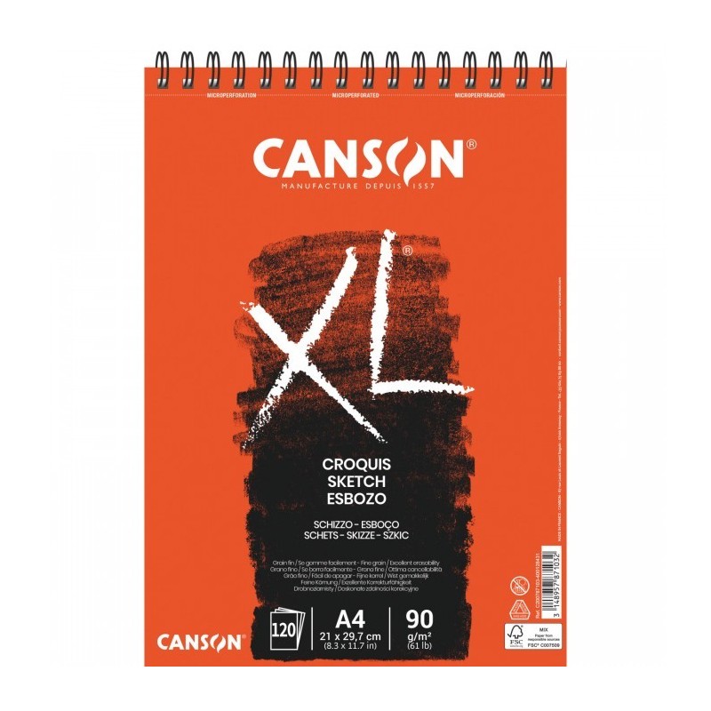 Canson album spiralato da schizzo XL Croquis A4 90 g/m² 120 fogli C200787103 Canson album spiralato da schizzo XL Croquis A4 90 g/m² 120 fogli C200787103