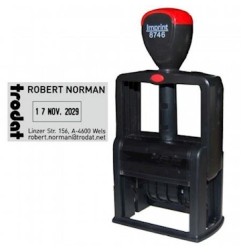 TRODAT Timbro Datario IMPRINT 8746 con piastra colore Nero 56x33