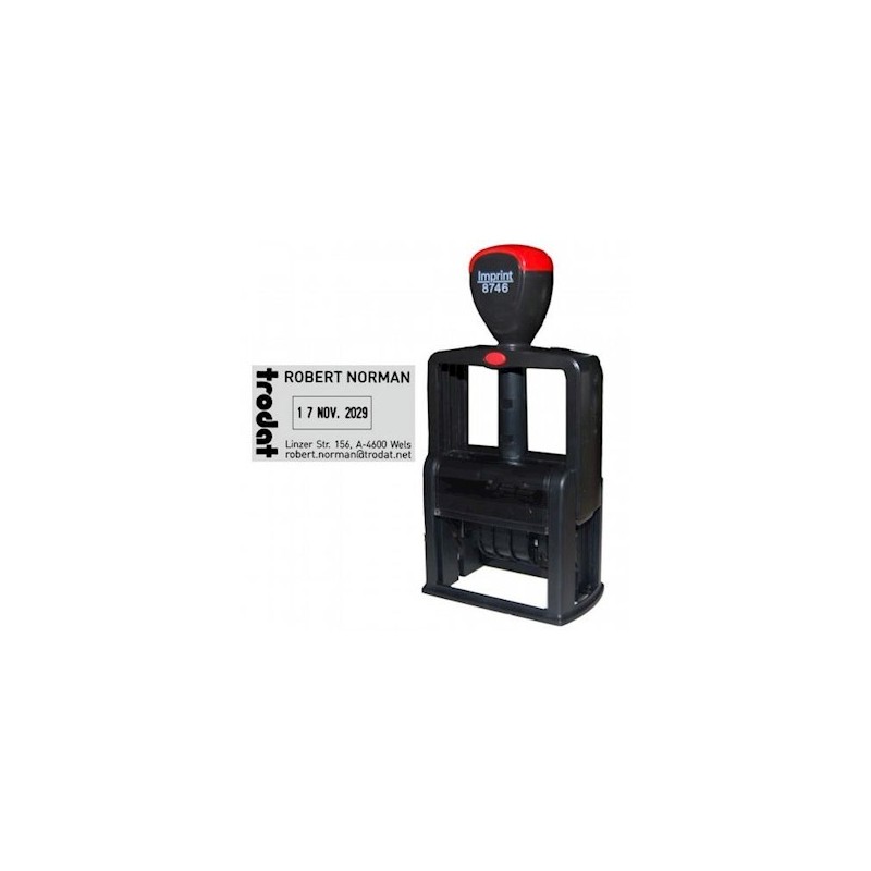 TRODAT Timbro Datario IMPRINT 8746 con piastra colore Nero 56x33