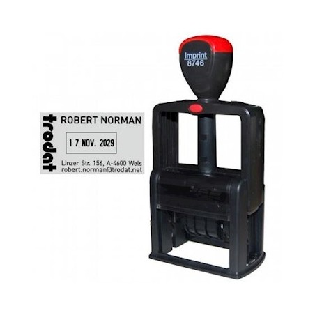 TRODAT Timbro Datario IMPRINT 8746 con piastra colore Nero 56x33