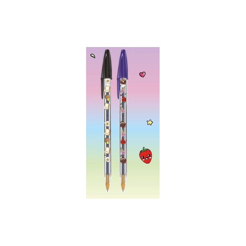 BIC Cristal Kawaii Food penna a sfera decorata inchiostro blu e nero – confezione 20 pezzi 301997 BIC Cristal Kawaii Food penna a sfera decorata inchiostro blu e nero – confezione 20 pezzi 301997
