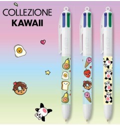 BIC 4 Colours Kawaii Food penna 4 colori 3 pezzi