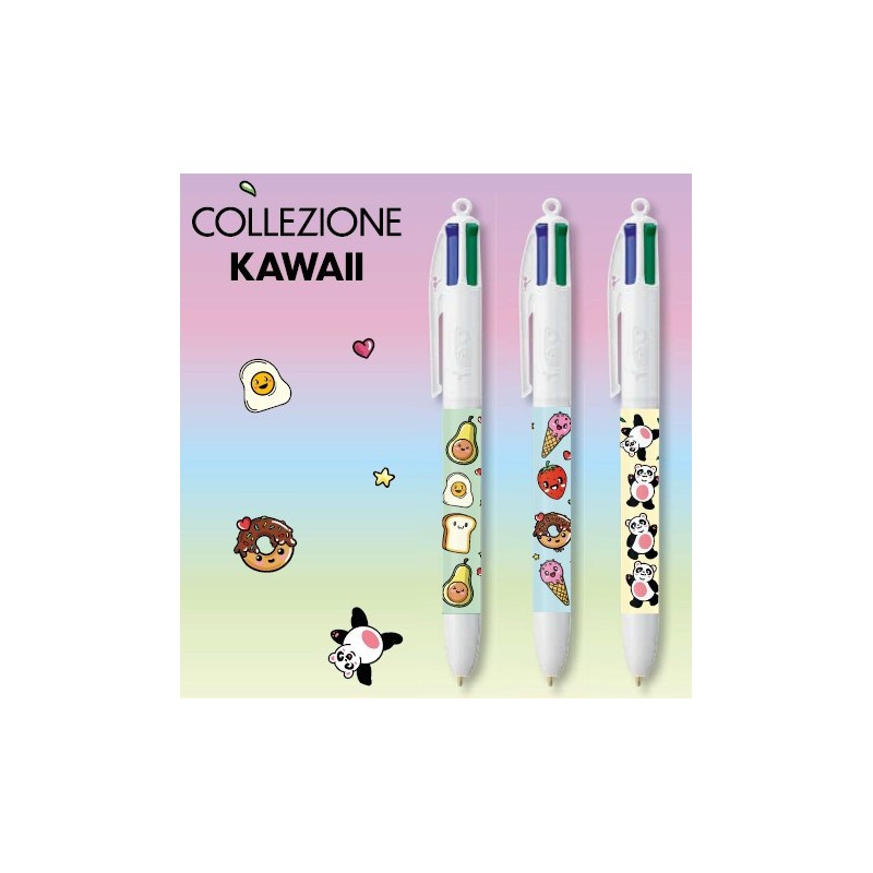 BIC 4 Colours Kawaii Food penna a sfera a scatto 4 colori punta 1,0 mm fusti decorati – confezione 3 pezzi 301998 BIC 4 Colours Kawaii Food penna a sfera a scatto 4 colori punta 1,0 mm fusti decorati – confezione 3 pezzi 301998