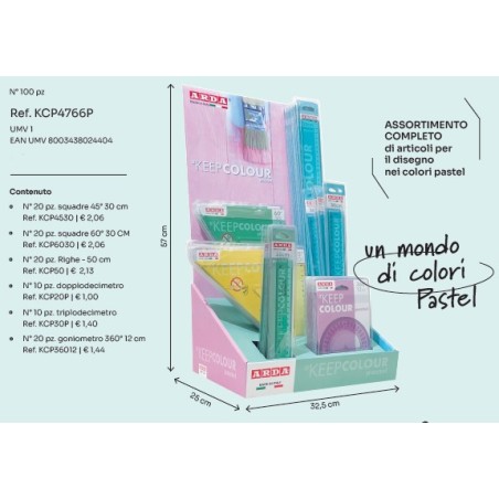 Arda Keep Colour Pastel espositore da banco 100 strumenti