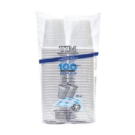 BICCHIERI ACQUA BIANCHI -100pz 200cc DUPLO