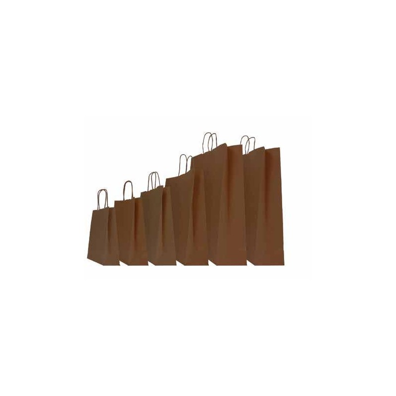 Carpad shopper in carta sealing marrone 22+10x29 cm maniglia ritorta 50 pezzi ref.60 Carpad shopper in carta sealing marrone 22+10x29 cm maniglia ritorta 50 pezzi ref.60