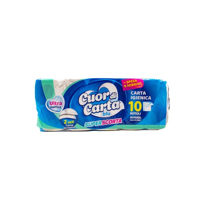 Carta Igienica CUOR DI CARTA 2 veli in cellulosa 10 rotoli Carta Igienica CUOR DI CARTA 2 veli in cellulosa 10 rotoli