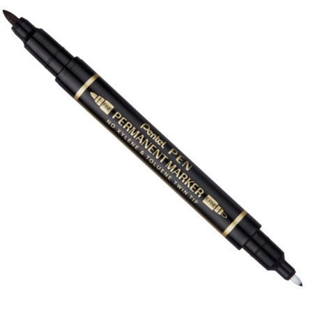 MARKER PENTEL TWIN TIP DOPPIA PUNTA -12pz NERO N75W-AE
