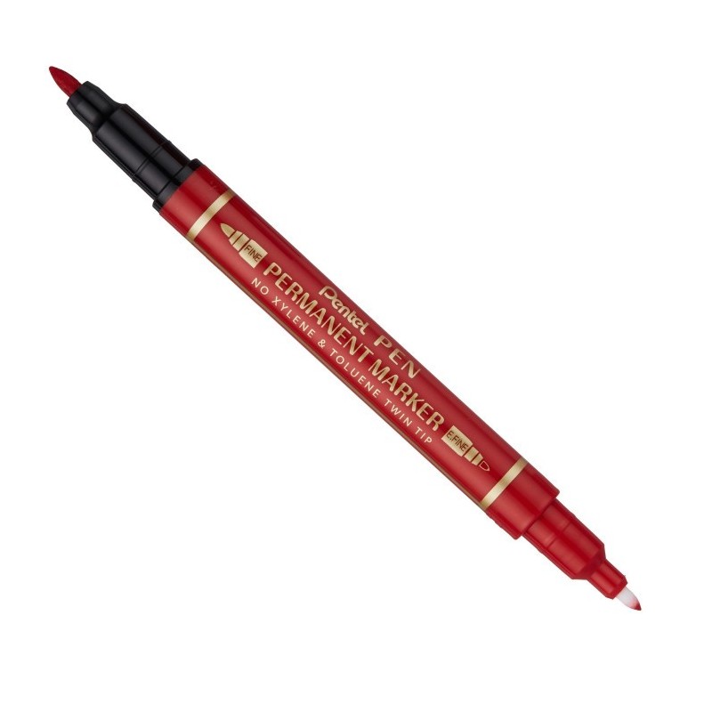 MARKER PENTEL TWIN TIP DOPPIA PUNTA -12pz ROSSO N75W-BE