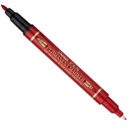 MARKER PENTEL TWIN TIP DOPPIA PUNTA -12pz ROSSO N75W-BE