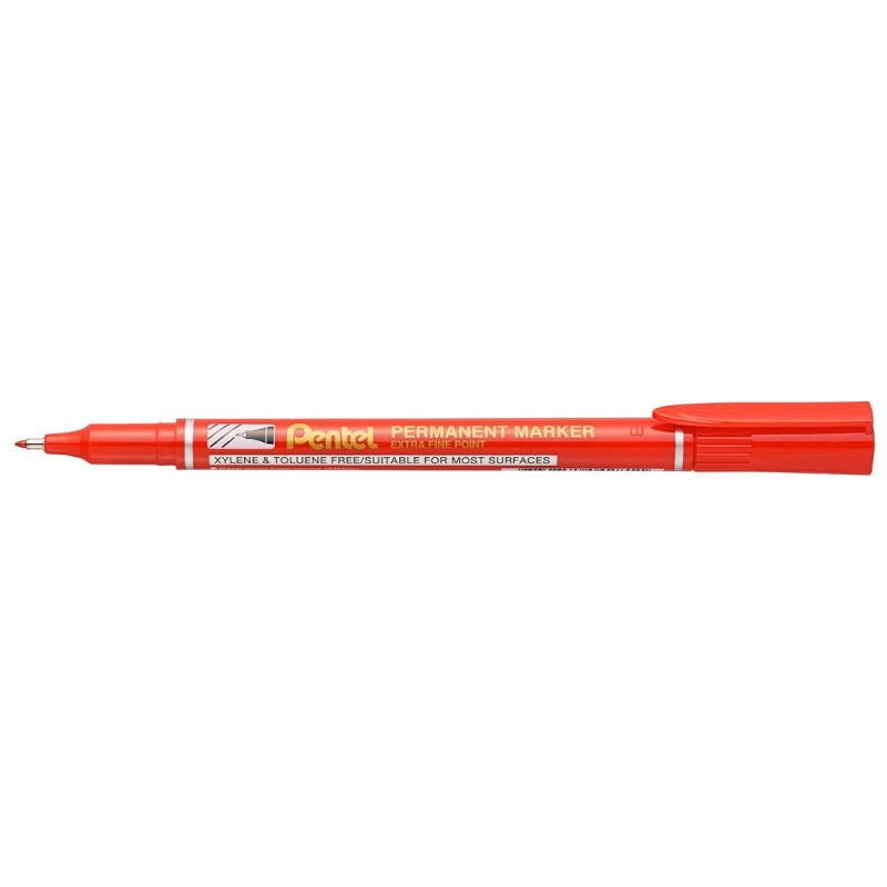 Pentel NF450 Penna Marcatore Indelebile Rosso Punta Fine 0,6 mm 12PZ