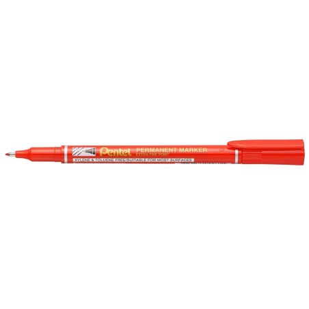 Pentel NF450 Penna Marcatore Indelebile Rosso Punta Fine 0,6 mm 12PZ