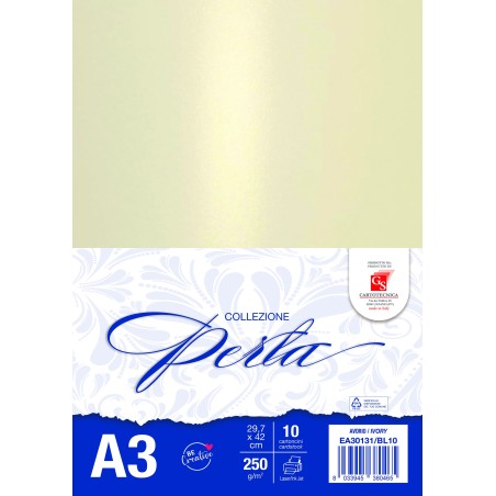 PERLATO AVORIO A3 GR. 250 BL.10 CARTONCINI EA30131/BL10