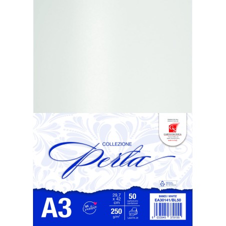 PERLATO BIANCO A3 GR. 250 BL.50 CARTONCINI EA30141/BL50