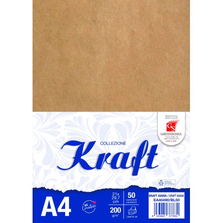 KRAFT AVANA A4 GR. 200 BL.50 CARTONCINI EA40490/BL50