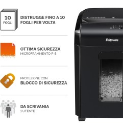 Fellowes Powershred 15C Distruggidocumenti a Micro Frammento 10 Fogli 2x12mm Bianco 19Litri 4630601