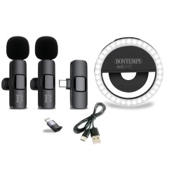 Bontempi 2 Microfoni Wireless Lavalier con Ring Light 60 4120