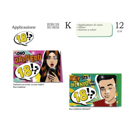Biglietti 18 anni -12pz NU9838