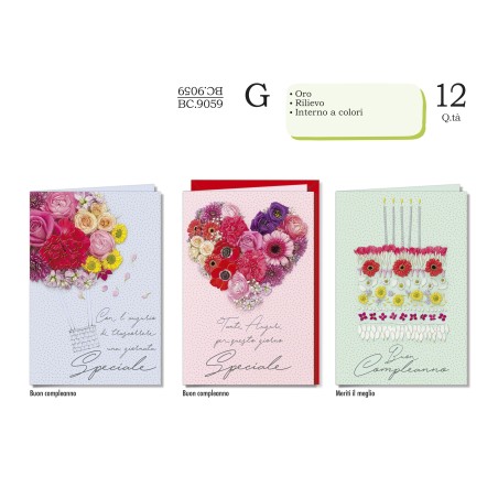 Biglietti compleanno Femminile -12pz BC9059