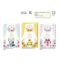 Biglietti Compleanno femminile Rotella Data -12pz BC9980