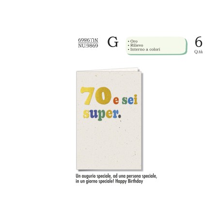 Biglietti Numeri 70 -6pz NU9869