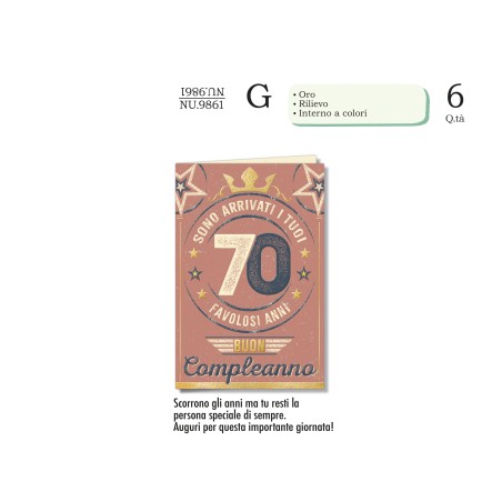 Biglietti Numeri 70 -6pz NU9861