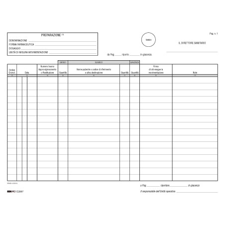 EDIPRO Registro carico/scarico stupefacenti unita' operative e ASL E2897